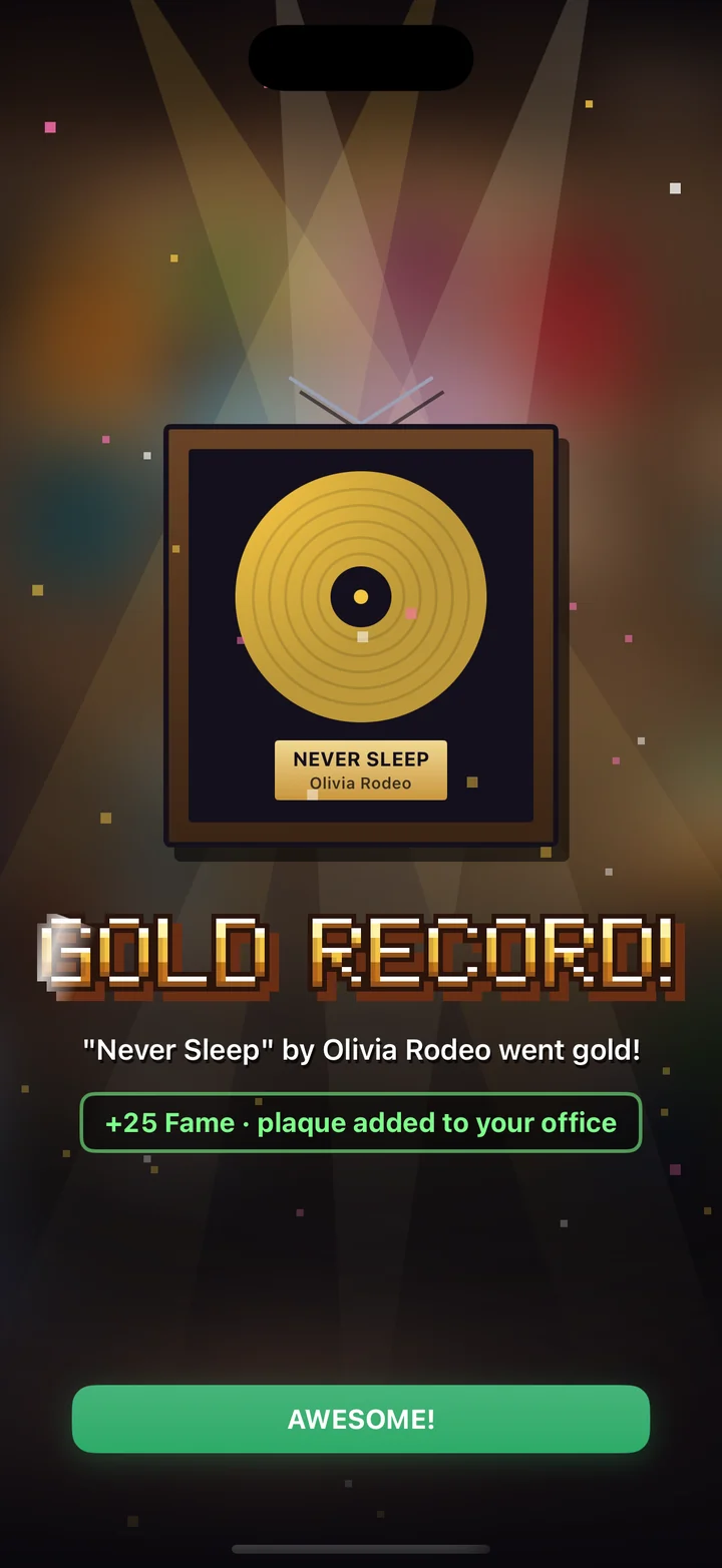 A gold record plaque celebration