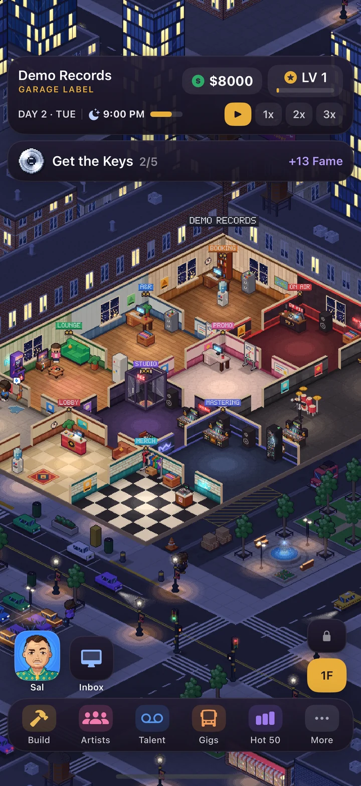 The label office at night